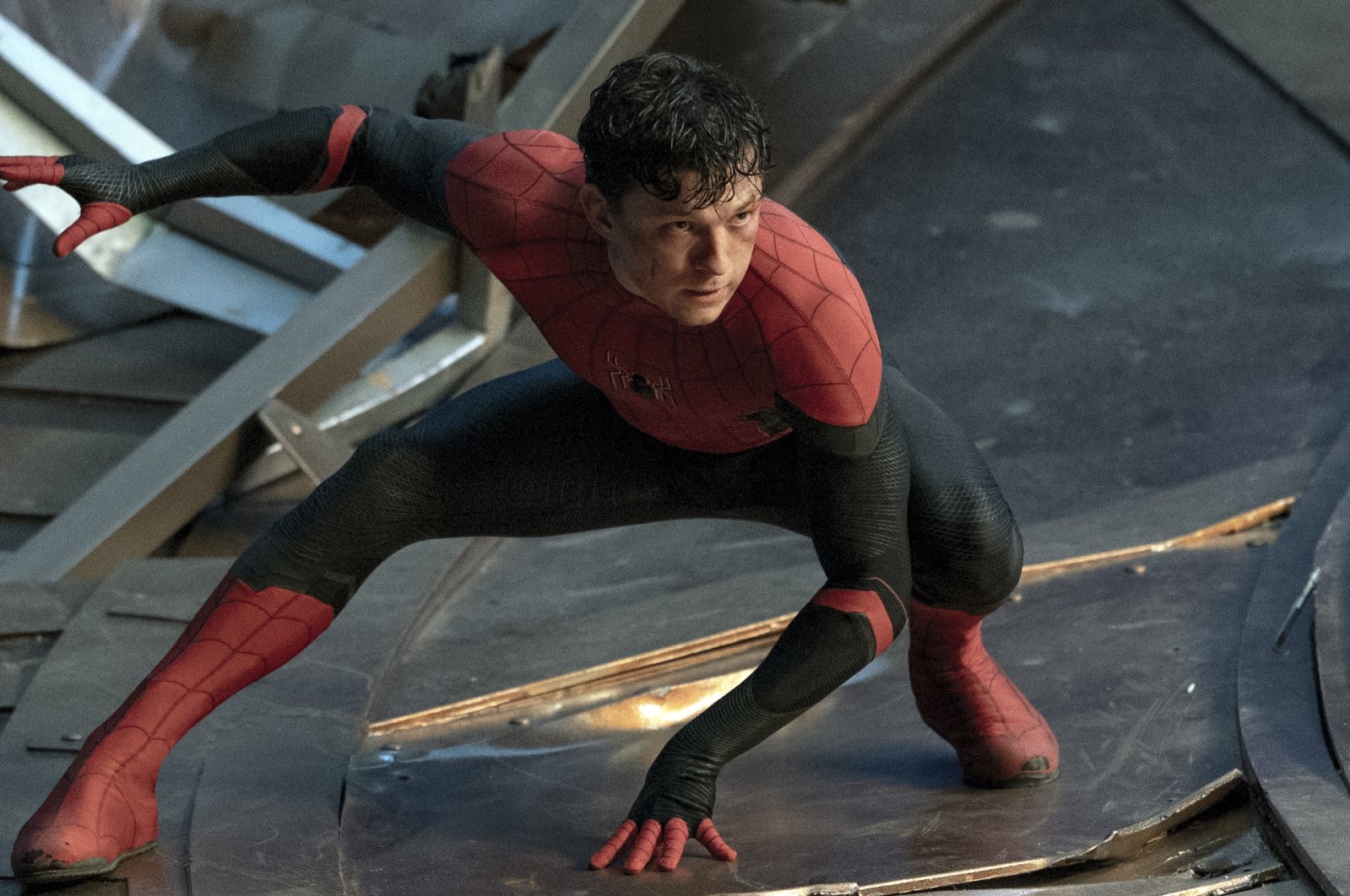 This image released by Sony Pictures shows Tom Holland in Columbia Pictures&#039; &quot;Spider-Man: No Way Home.&quot; (AP)