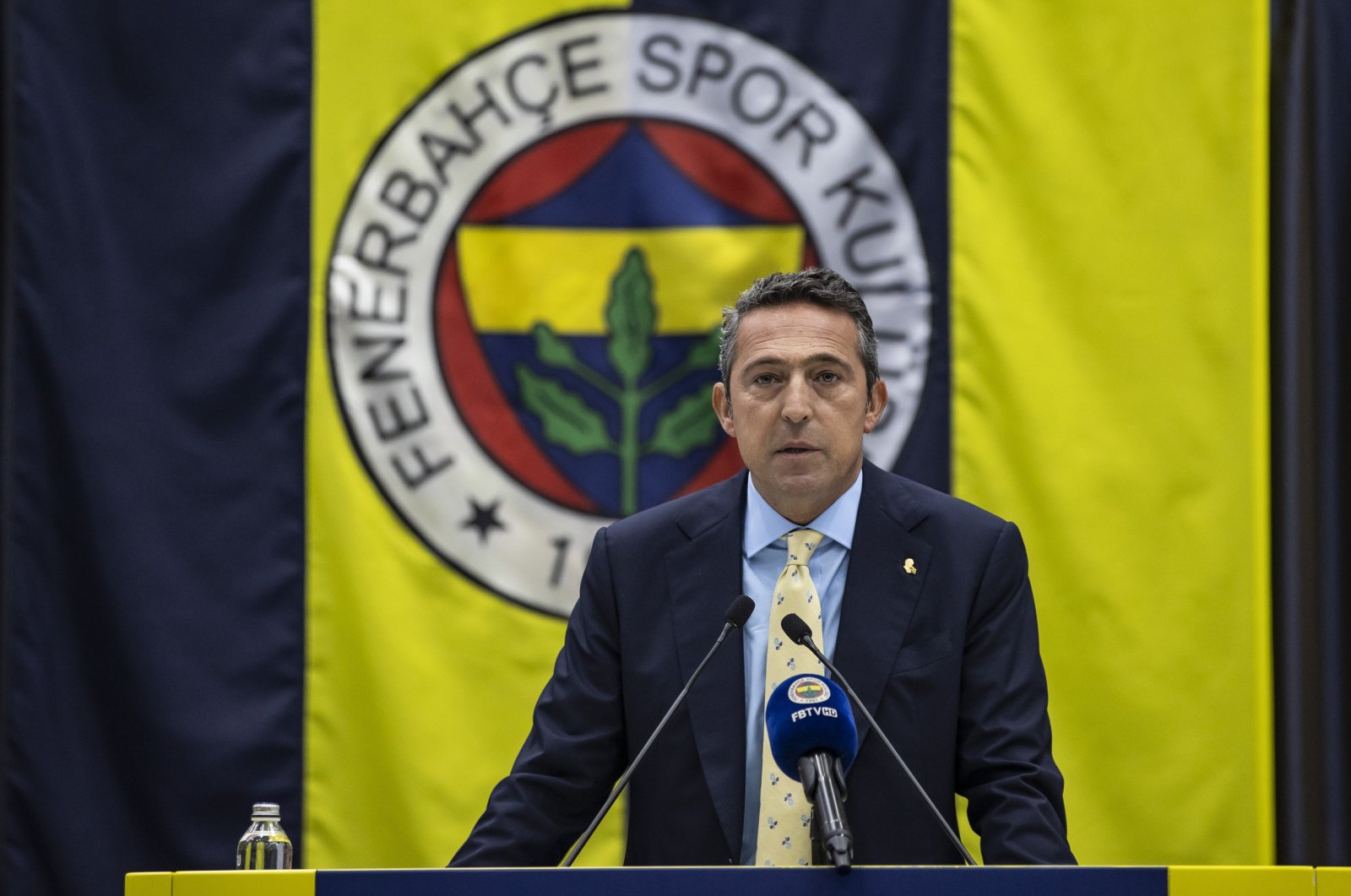 Fenerbahçe club president, Ali Koç, speaks at a program in Istanbul, Turkey, Nov. 6, 2021. (AA Photo)