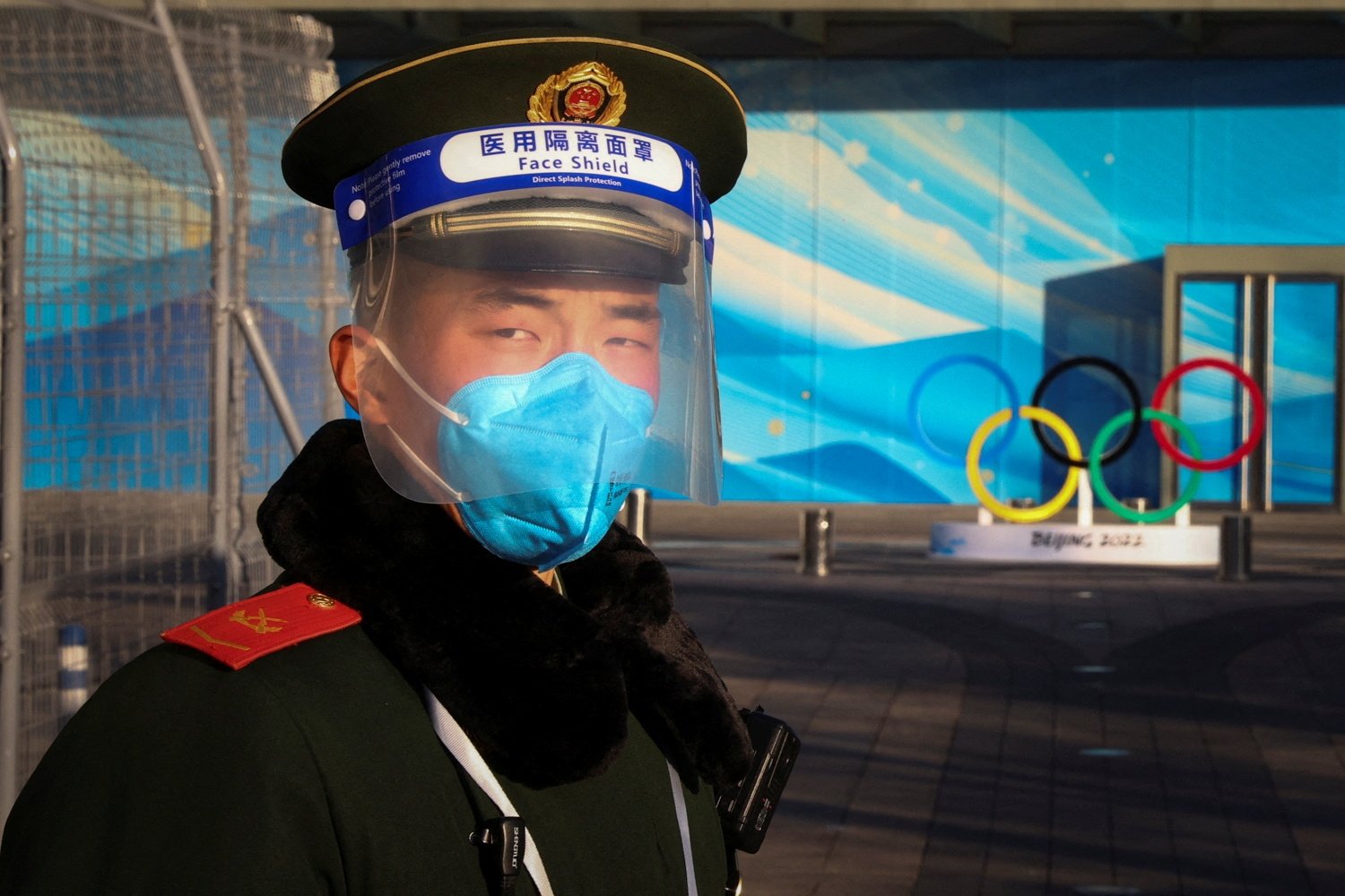 A paramilitary Police officer stands guard in a closed-loop area near a Beijing 2022 Winter Olympics venue, Beijing, China, Jan. 3, 2022. (Reuters Photo)