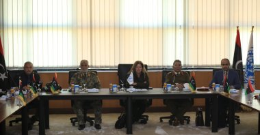 Stephanie Williams, the U.N. secretary-general&#039;s special adviser on Libya, attends a meeting of the 5+5 military commission in Sirte, Libya, Dec. 16, 2021. (AA File Photo)