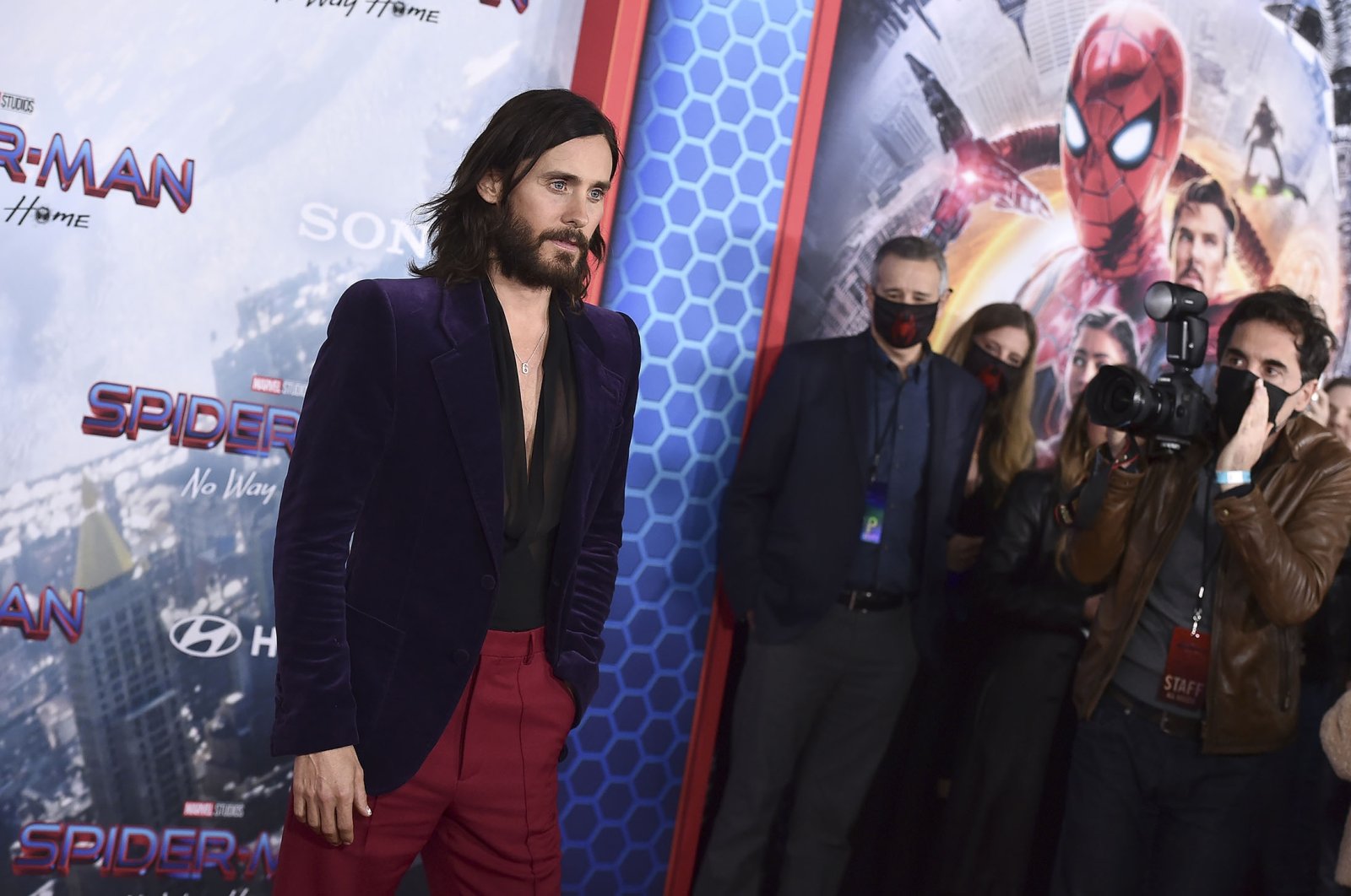 Jared Leto arrives at the premiere of &quot;Spider-Man: No Way Home&quot; at the Regency Village Theater, in Los Angeles, U.S., Dec. 13, 2021. (AP Photo)