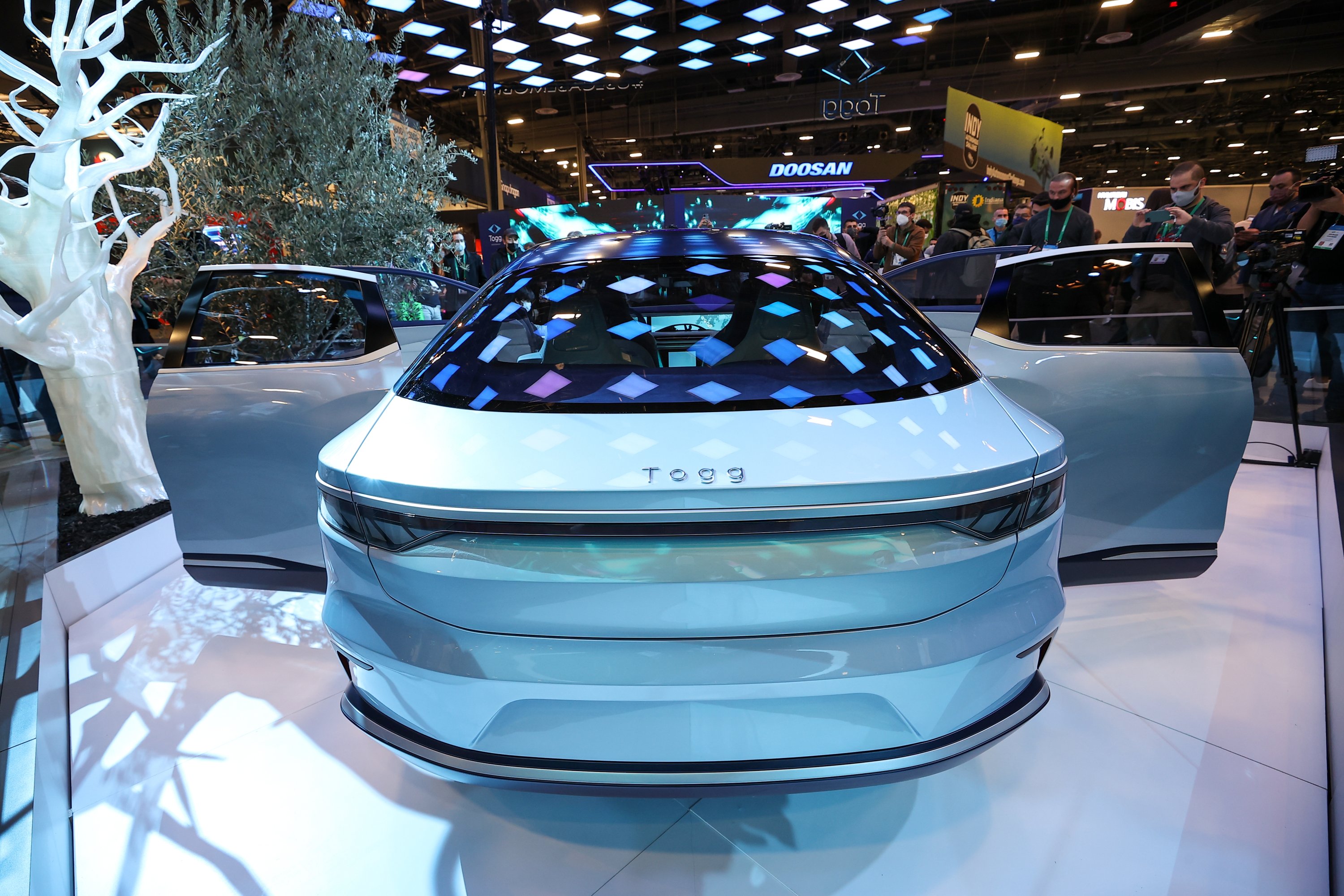 Togg's 'Transition Concept' electric vehicle after it is unveiled during CES 2022 at the Las Vegas Convention Center in Las Vegas, Nevada, U.S., Jan. 5, 2022. (AA Photo)