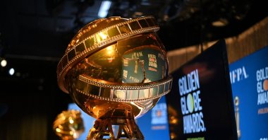 The stage is set for the nominations announcement for the 79th Golden Globe Awards, at the Beverly Hilton Hotel in Beverly Hills, California, Dec. 13, 2021. (AFP File Photo)