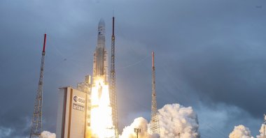 Arianespace's Ariane 5 rocket with NASA's James Webb Space Telescope onboard, lifts off at Europe's Spaceport, the Guiana Space Center in Kourou, French Guiana, Dec. 25, 2021. (AP Photo)