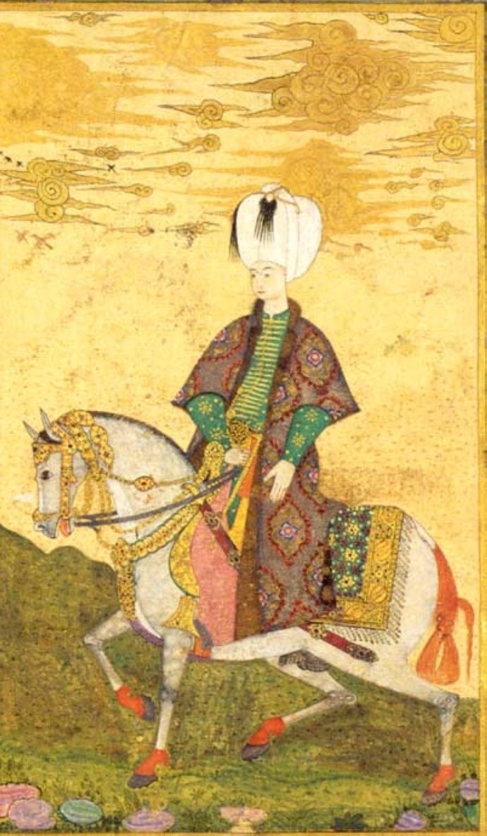 A miniature depicts Sultan Osman II mounted on a horse. (Wikimedia)