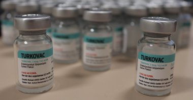 Vials of the Turkovac coronavirus vaccine are seen at a vaccination center in Kayseri, central Turkey, Jan. 4, 2022. (IHA Photo)