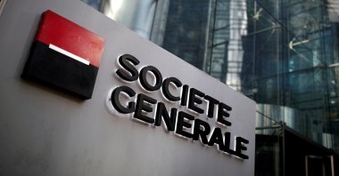The logo of Societe Generale is seen on the headquarters at the financial and business district of La Defense near Paris, France, Feb. 4, 2020. (Reuters Photo)