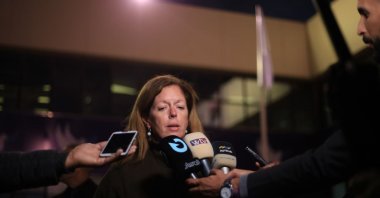  U.N. Secretary-General Antonio Guterres&#039; Special Adviser on Libya Stephanie Williams speaks to reporters following a meeting in Libya, Dec. 16, 2021. (AA Photo)
