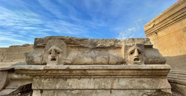A photo of two masks found in the ancient city of Kastabala, Osmaniye, southern Turkey, Jan. 6, 2022. (AA)