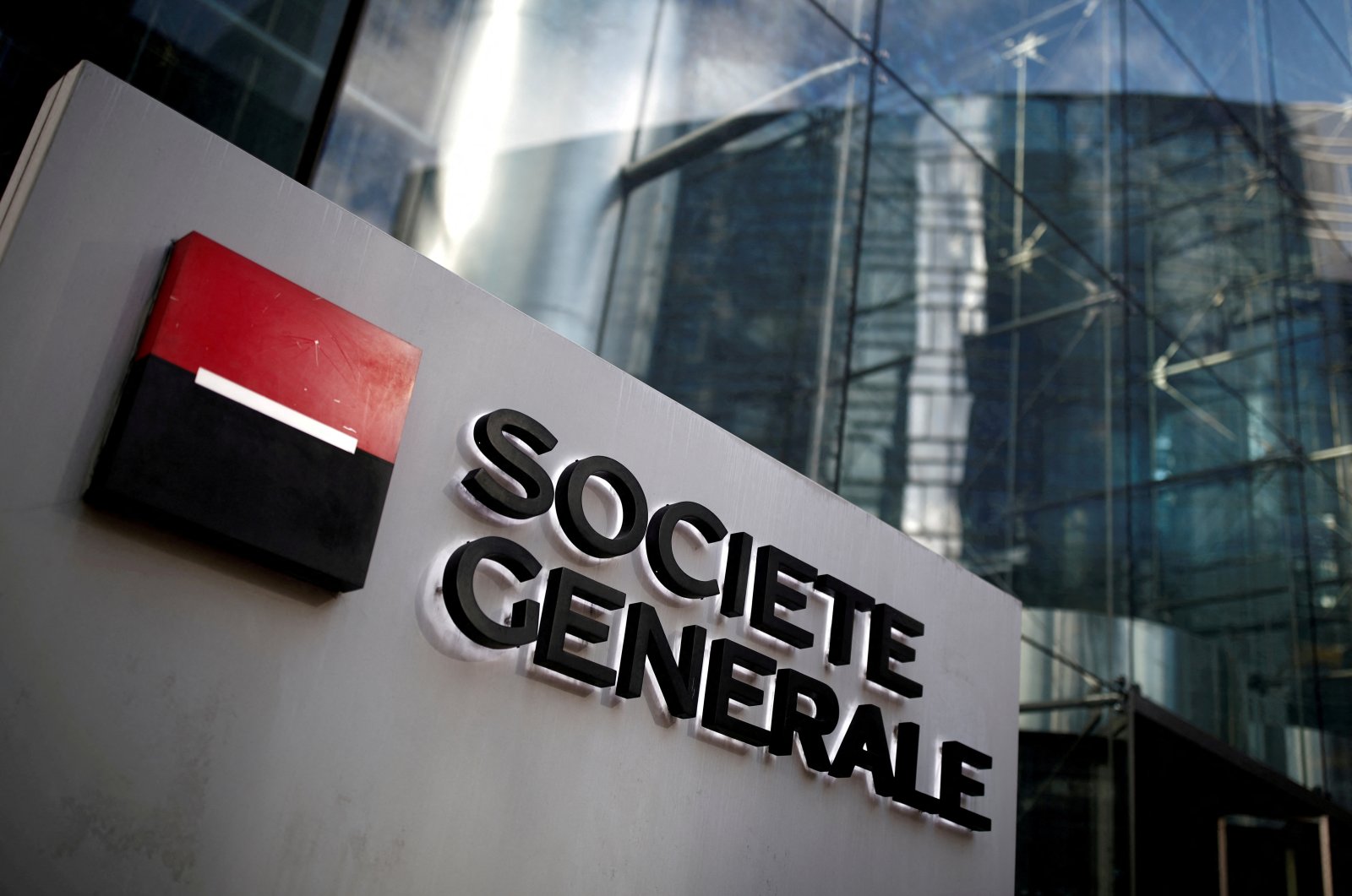 The logo of Societe Generale is seen on the headquarters at the financial and business district of La Defense near Paris, France, Feb. 4, 2020. (Reuters Photo)
