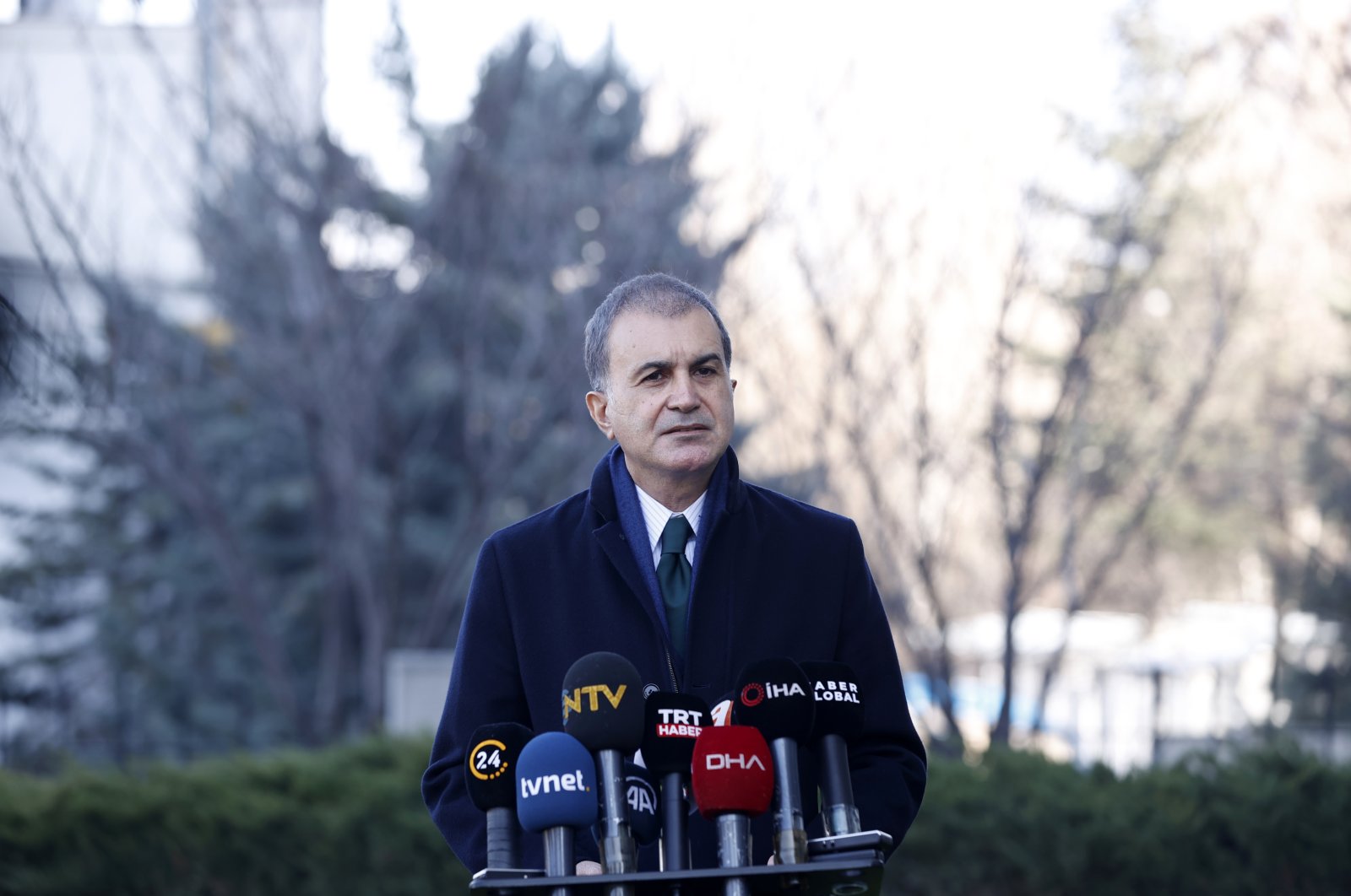 AK Party Spokesperson Ömer Çelik speaks to reporters at a news conference in Ankara, Jan. 5, 2022. (AA Photo)