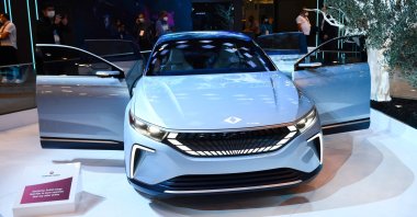 Togg's "Transition Concept" electric vehicle is displayed during the Consumer Electronics Show (CES) in Las Vegas, Nevada, U.S., Jan. 6, 2022. (AFP Photo) 