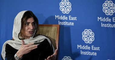 Saudi Princess Basmah Bint Saud Bin Abdulaziz speaks during a discussion on the role of women in the Middle East at the Middle East Institute in Washington, DC, April 12, 2017. (AFP Photo)