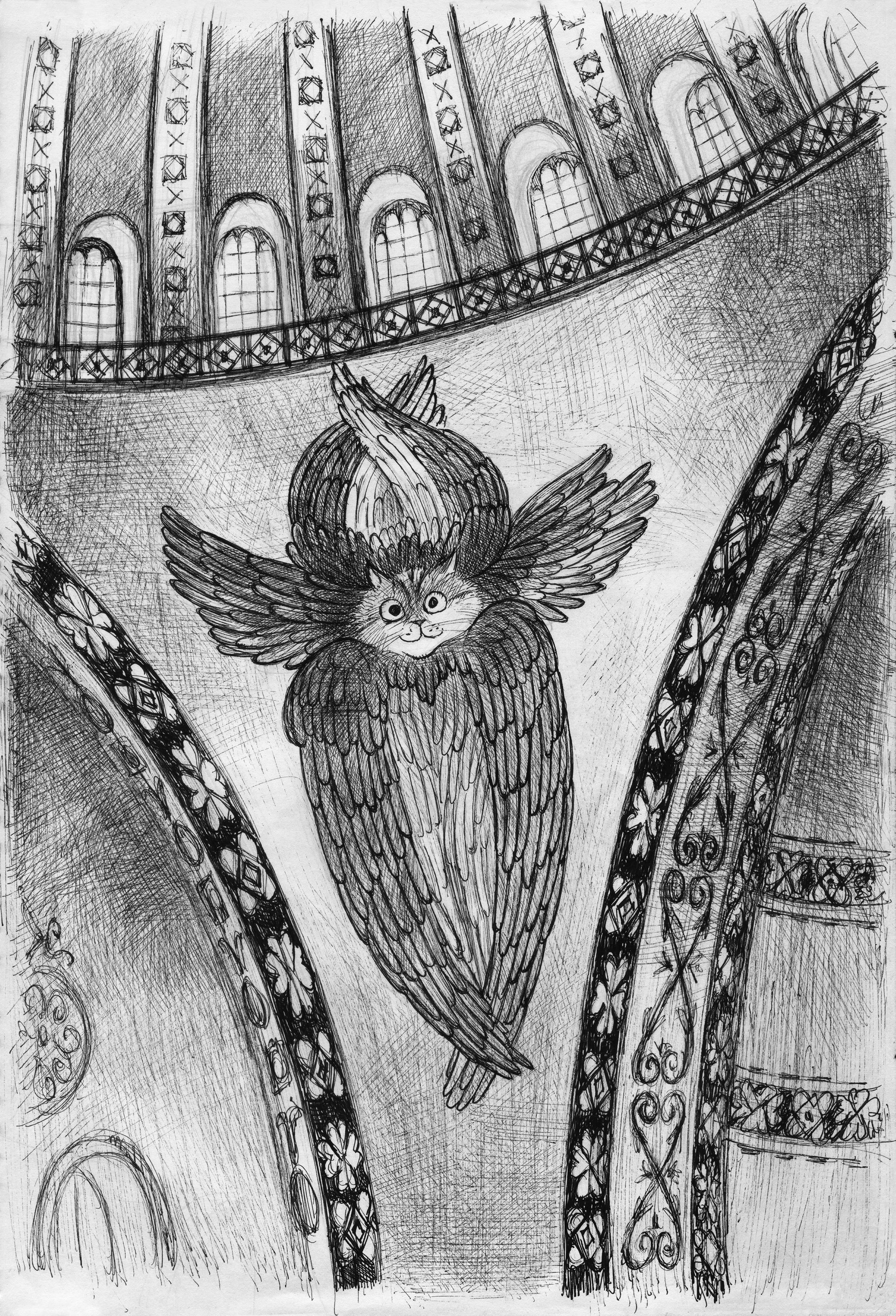 Necdet Yılmaz, “Seraphim Gli”, 2020, 0.05 micron pencil on A4 paper.  (Courtesy of the Pera Museum)