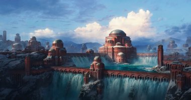 Yurii Nikolaiko, "Frozen Byzantine City," 2021, digital illustration. (Courtesy of Pera Museum)