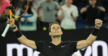 Spain's Rafael Nadal celebrates after beating U.S.' Maxime Cressy in Melbourne Summer Set final, Melbourne, Australia, Jan. 9, 2022. (AA Photo)