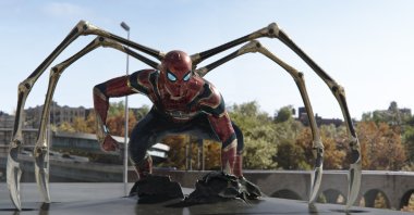 Tom Holland in a scene from the film "Spider-Man: No Way Home." (Sony Pictures via AP)