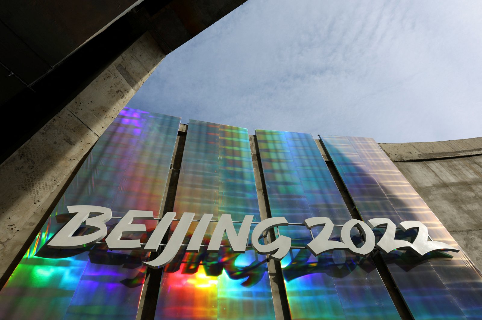 A Beijing 2022 Winter Olympics logo is pictured at the Main Press Centre, Beijing, China, Jan. 8, 2022. (Reuters Photo)