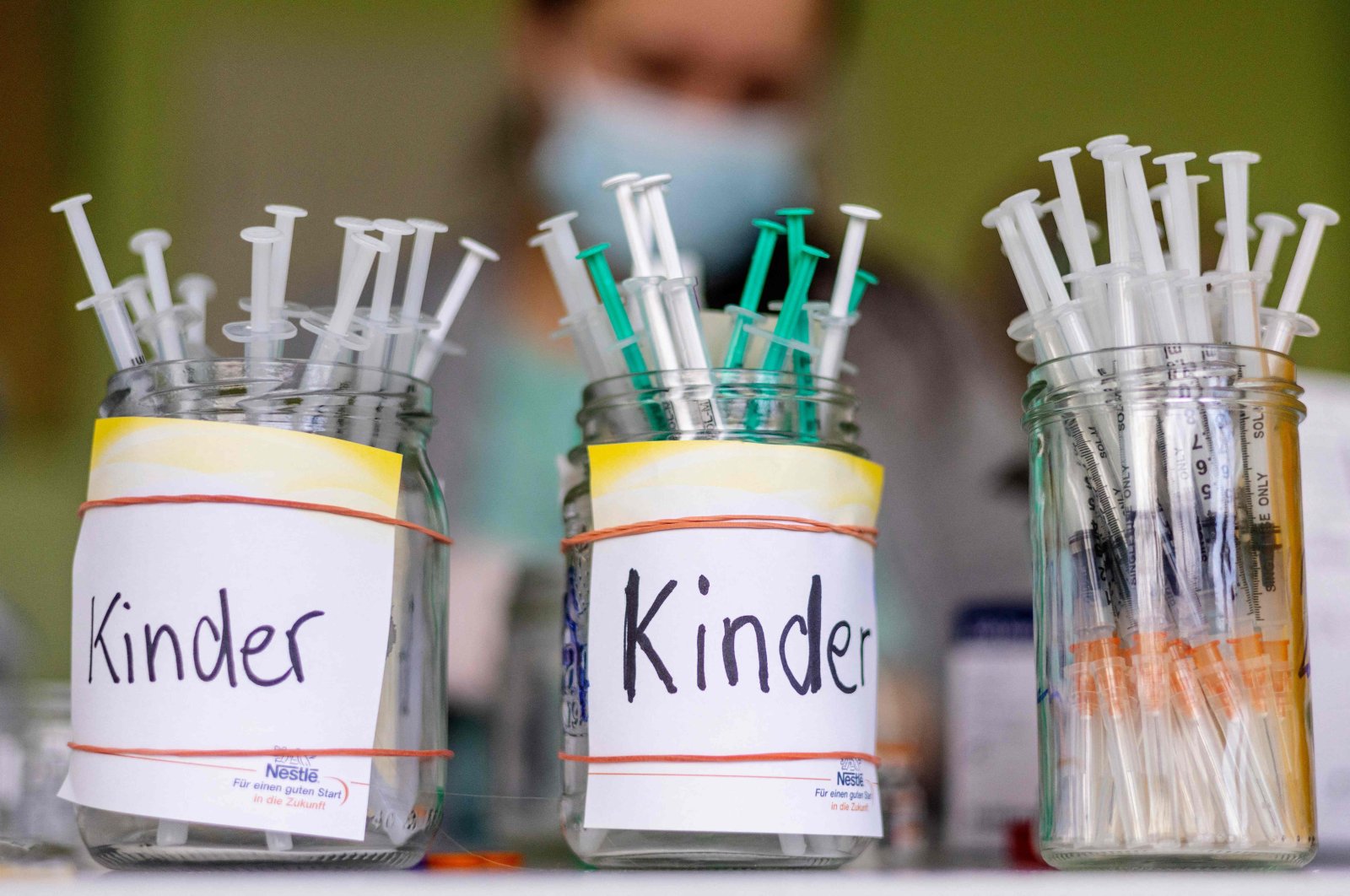 Syringes filled with the Pfizer-BioNTech coronavirus vaccine are pictured during a vaccination campaign for children, in Berlin, Germany, Jan. 8, 2022. (AFP Photo)