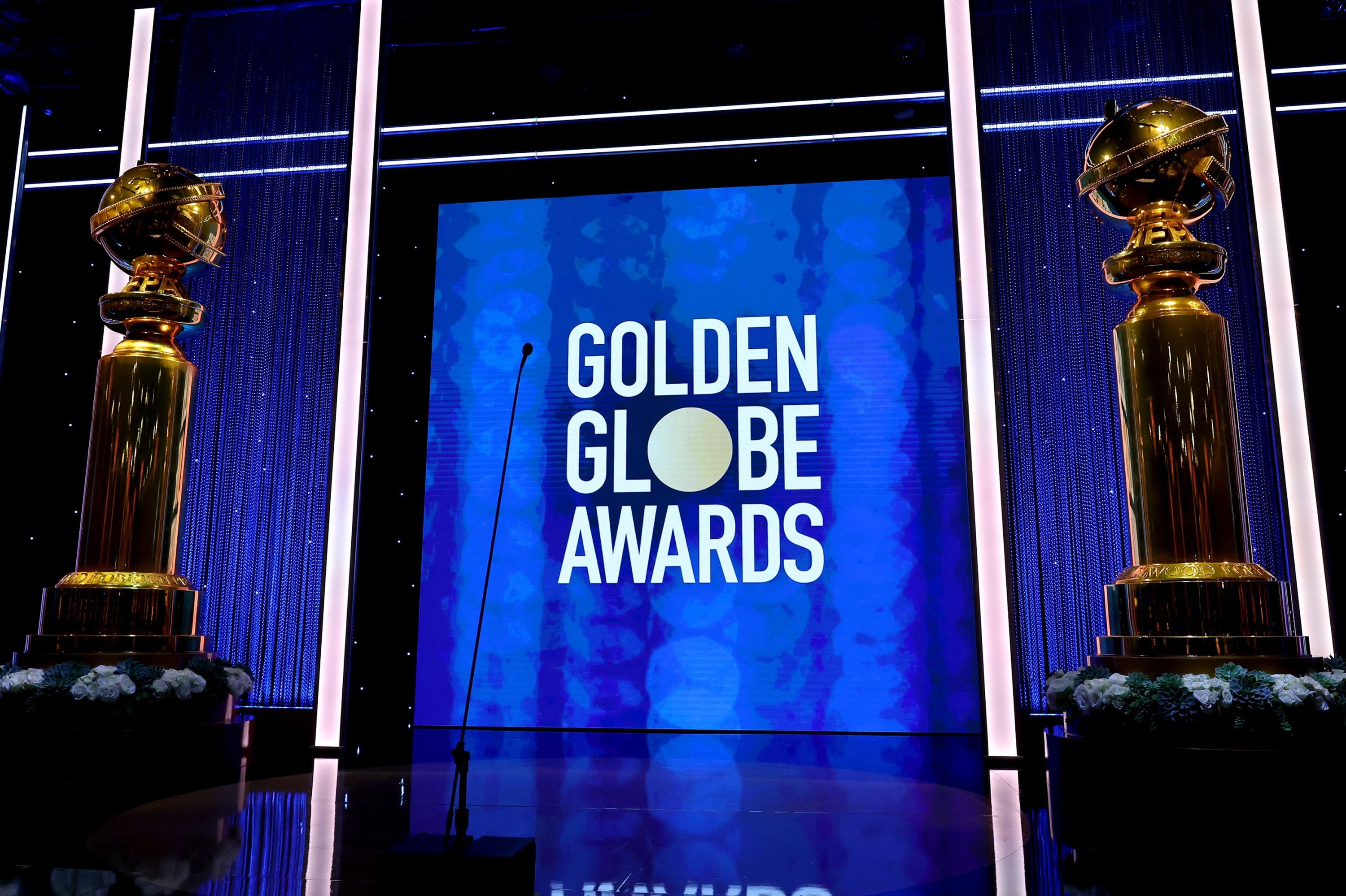 This handout image released by the Hollywood Foreign Press Association (HFPA) shows a view of the stage during the 79th Annual Golden Globe Awards at The Beverly Hilton on January 9, 2022 in Beverly Hills, California. (AFP)