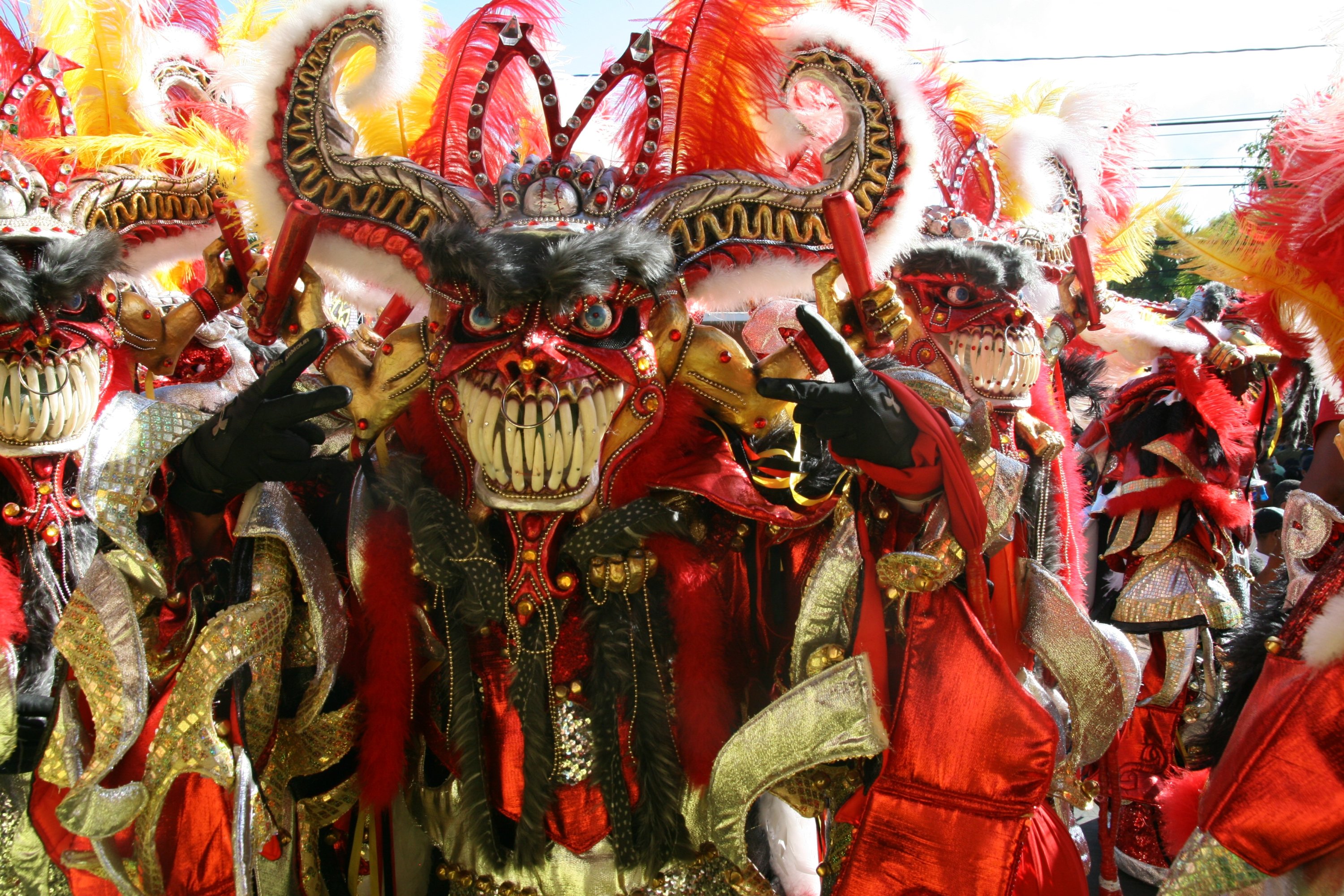People dressed as bulls at Carnival in the Dominican Republic. (DPA)