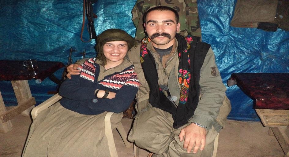 HDP Lawmaker Semra Güzel with PKK terrorist Volkan Bora in this undated photo taken in northern Iraq. (AA Photo)