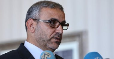 Khalid al-Mishri, the chairperson of Libya&#039;s High Council of State, speaks to reporters in Tripoli, Libya, April 24, 2021. (AA File Photo)