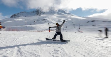 Domestic and foreign vacationers enjoy skiing in Saklıkent, Antalya, Turkey, Jan. 10, 2022. (AA Photo)