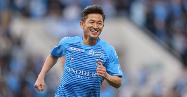 Yokohama FC&#039;s Kazuyoshi Miura in action during a J-League match against Vissel Kobe, in Kanagawa, Japan, Nov. 8, 2020. (Reuters Photo)