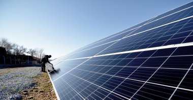 A view of the solar panels at the solar power plant in Sarayönü district, in Konya, central Turkey, Jan. 11. 2022. (AA PHOTO) 