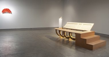 An installation view from "Belkıs Hanım and Onur Efendi" by Fatma Belkıs and Onur Gökmen. (Courtesy of SALT Galata)