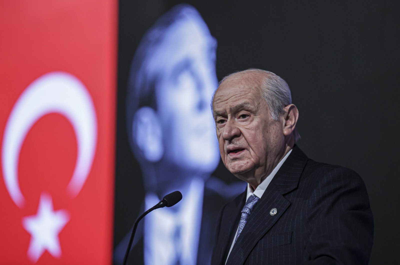 MHP Chairperson Devlet Bahçeli speaks at a workshop organized by his party in Ankara, Turkey, Jan. 8, 2022. (AA Photo)