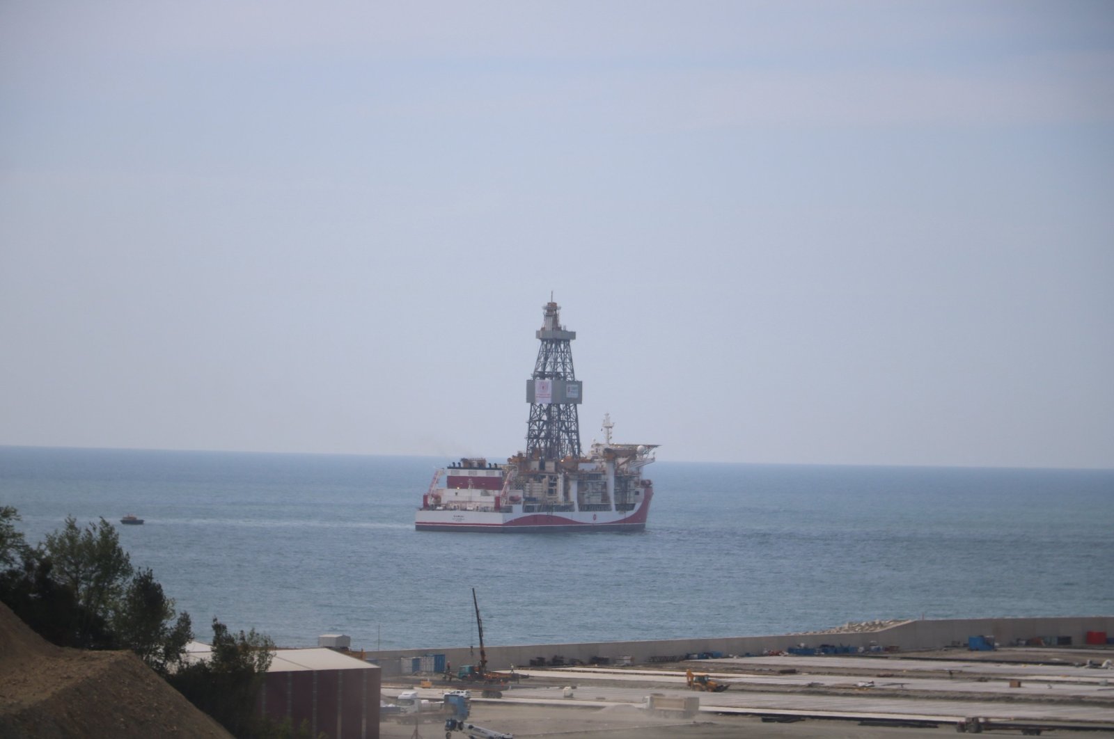 The drillship Kanuni is seen off the Port of Filyos in northern Zonguldak province, Turkey, May 4, 2021. (IHA Photo)