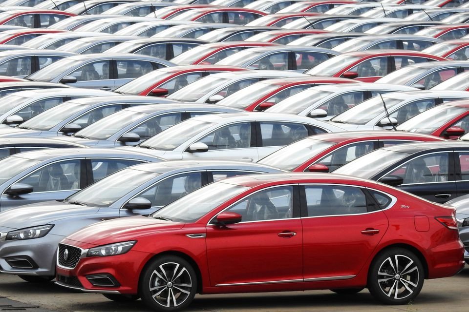 Cars for export wait to be loaded onto cargo vessels at a port in Lianyungang, Jiangsu province, China, Oct. 14, 2019. (Reuters Photo)