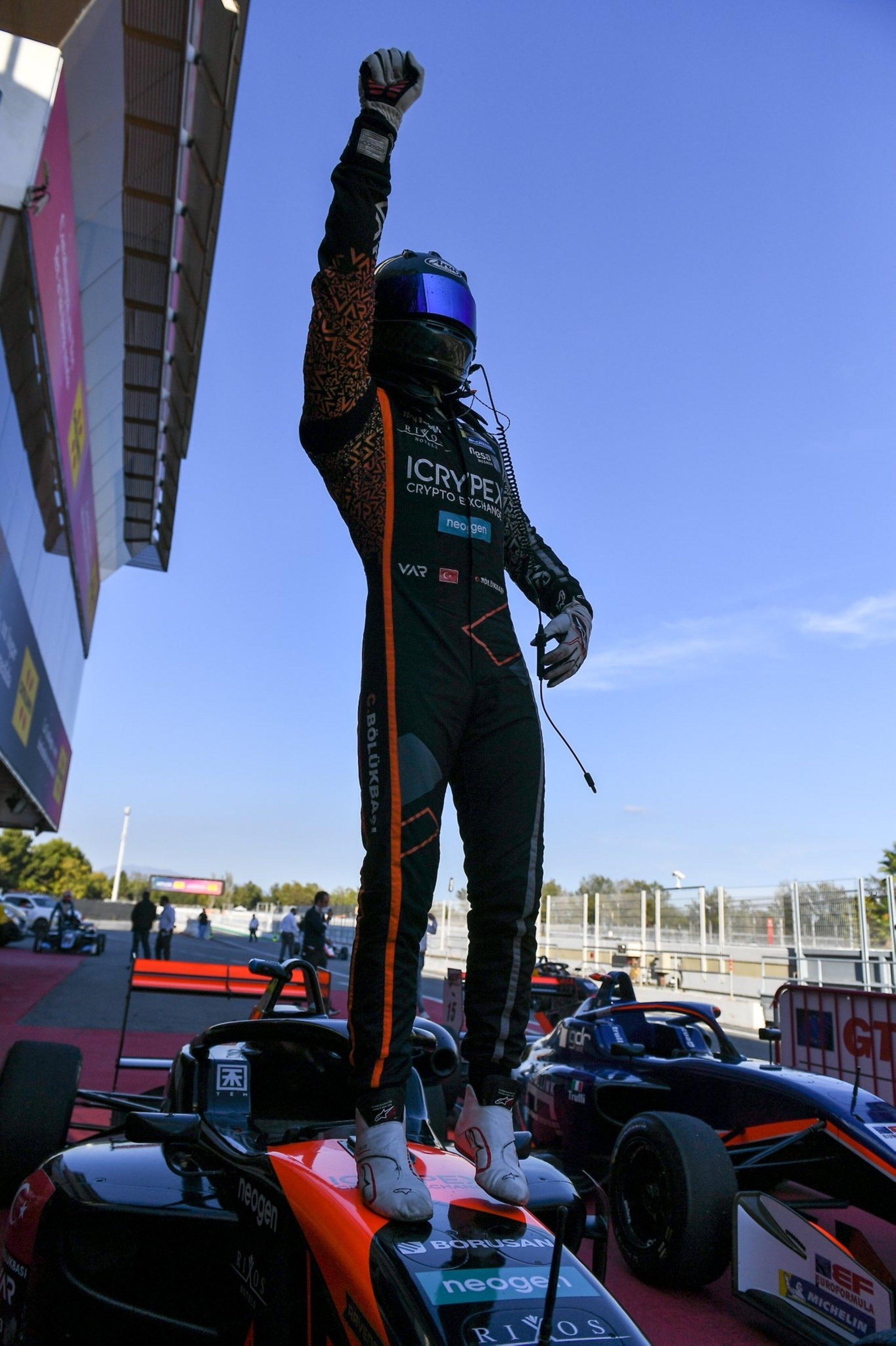 Cem Bölükbaşı after a Formula 2 preseason test session at the Yas Marina Circuit, Abu Dhabi, UAE, Dec. 20, 2021. (DHA Photo)