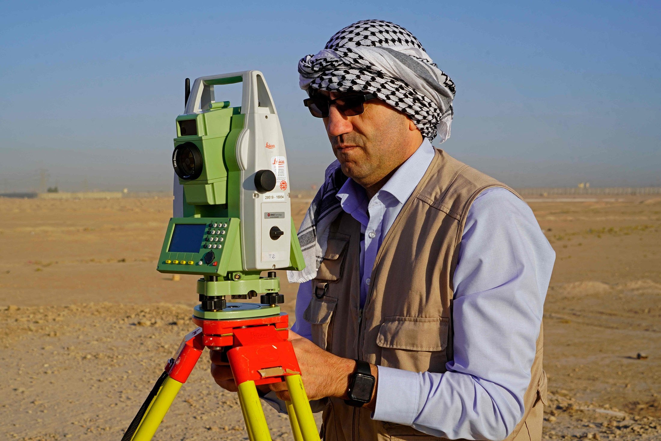 Ibrahim Salman of the German Archaeological Institute works at the ancient site of Al-Hirah, south of the holy city of Najaf, Iraq, Oct. 25, 2021. (AFP Photo)