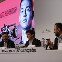 Turkish race car driver Cem Bölükbaşı (C) during an announcement ceremony in Istanbul, Turkey, Jan. 12, 2022. (DHA Photo)