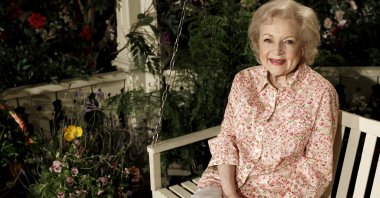Actor Betty White poses for a portrait on the set of the television show "Hot in Cleveland" in Studio City section of Los Angeles, U.S., June 9, 2010. (AP Photo)