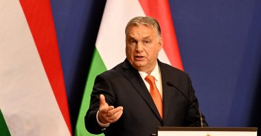 Hungarian Prime Minister Viktor Orban holds a press conference after his government's last meeting of the year in Budapest, Hungary, Dec. 21, 2021. (AFP Photo)