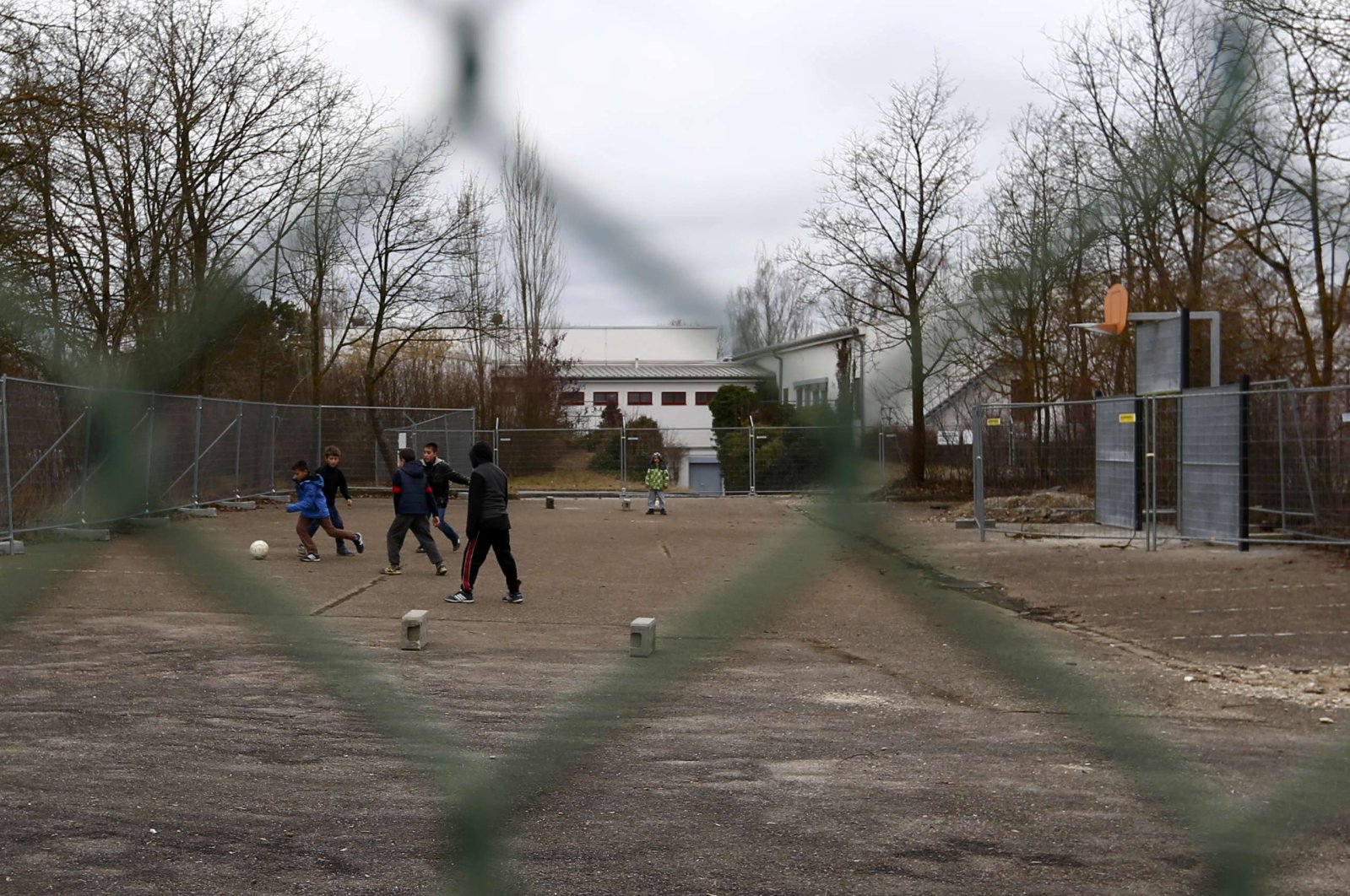 Children of migrants play soccer in a refugee deportation registry center in Manching near Ingolstadt, Germany, Feb. 16, 2016. (Reuters Photo)