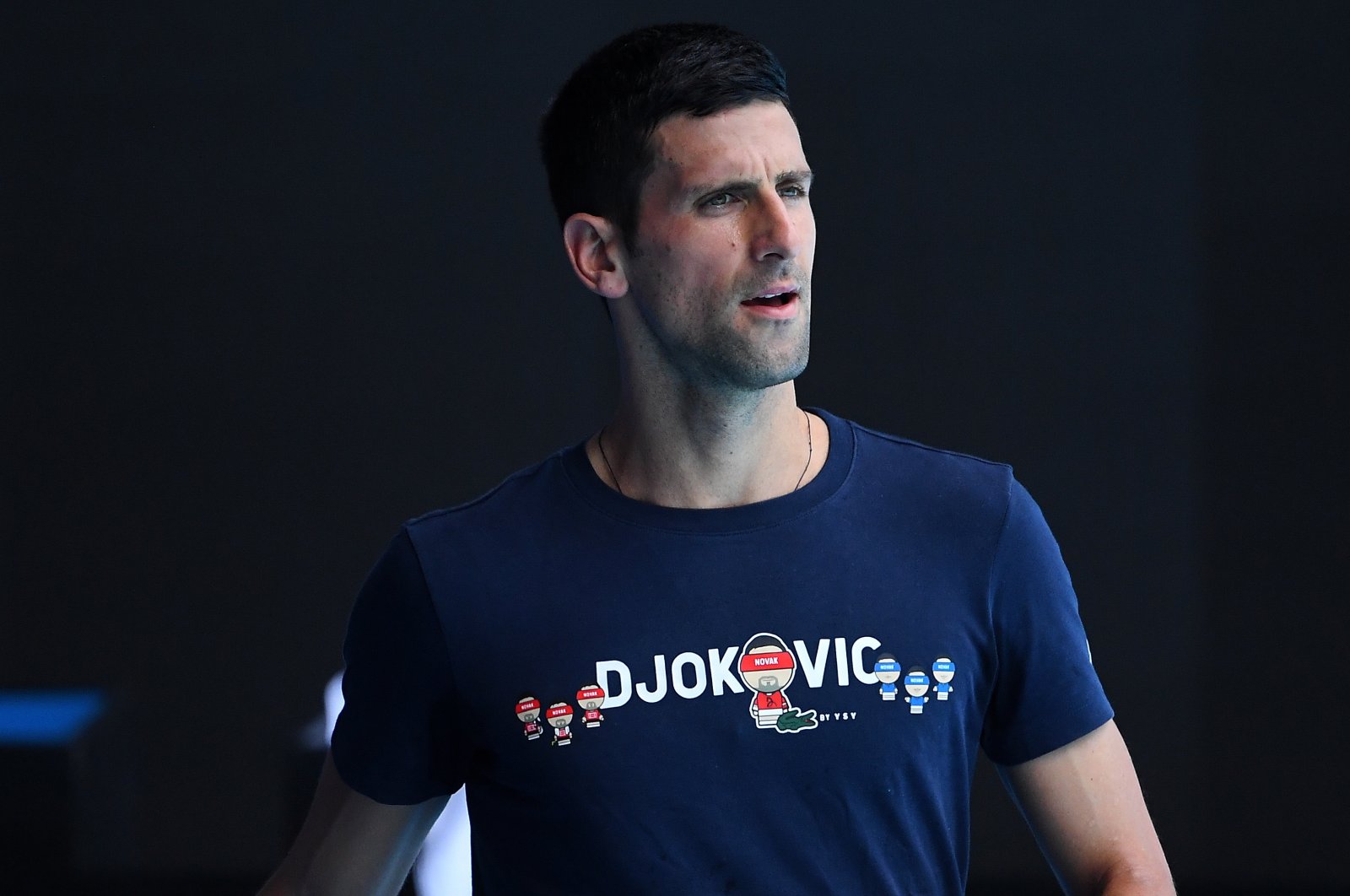 Serbia&#039;s Novak Djokovic attends a training session in Melbourne, Australia, Jan. 12, 2022. (EPA Photo)