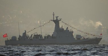 Turkish Navy's Kılıç-class assault ship, TCG P-336 Zıpkın, Oct. 29, 2017. (Photo by Wikipedia)