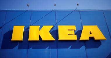 The company's logo is seen outside of an IKEA Group store in Saint-Herblain near Nantes, France, March 22, 2021. (REUTERS Photo)