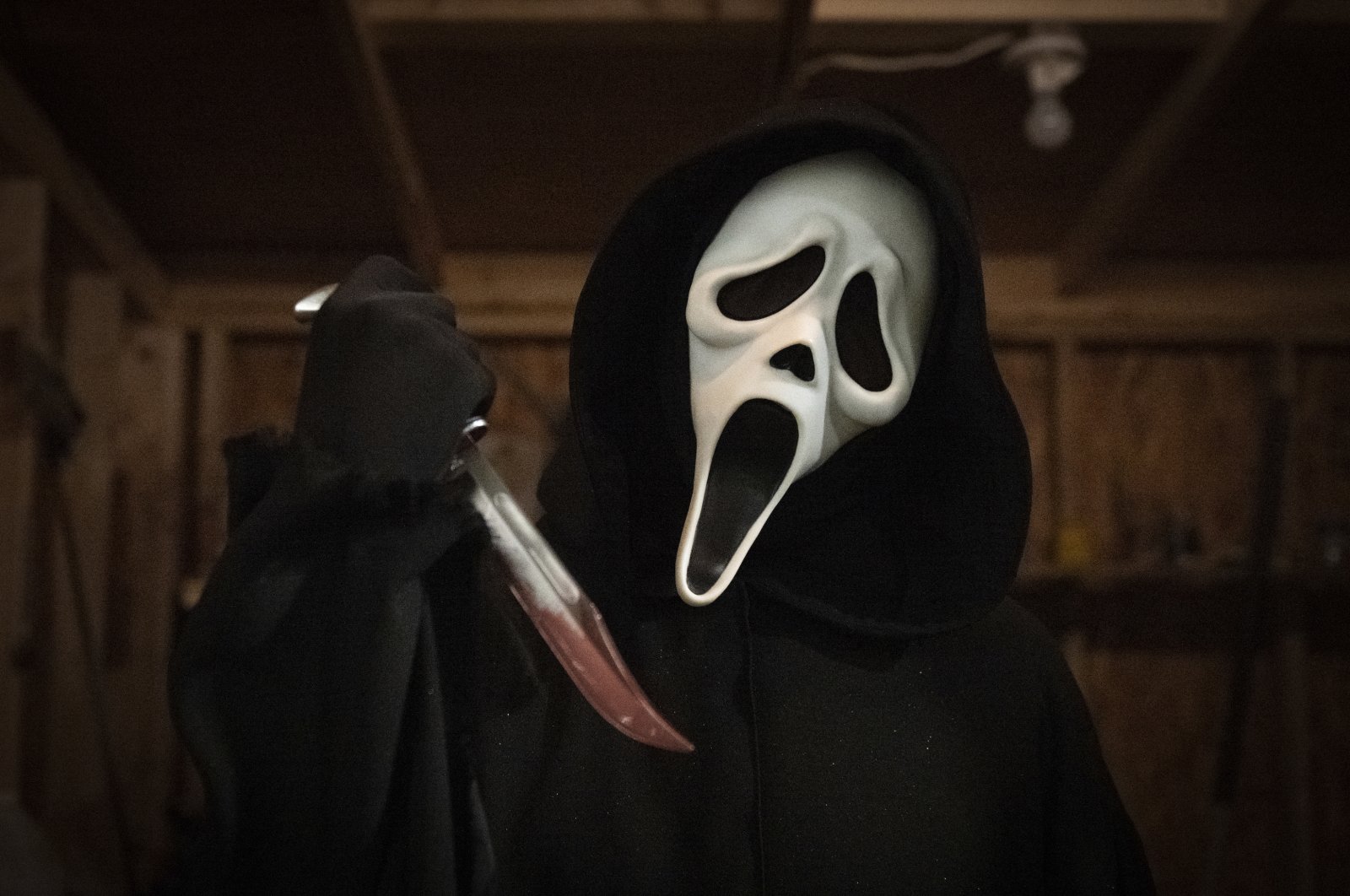 This image released by Paramount Pictures shows Ghostface in a scene from &quot;Scream.&quot; (AP)