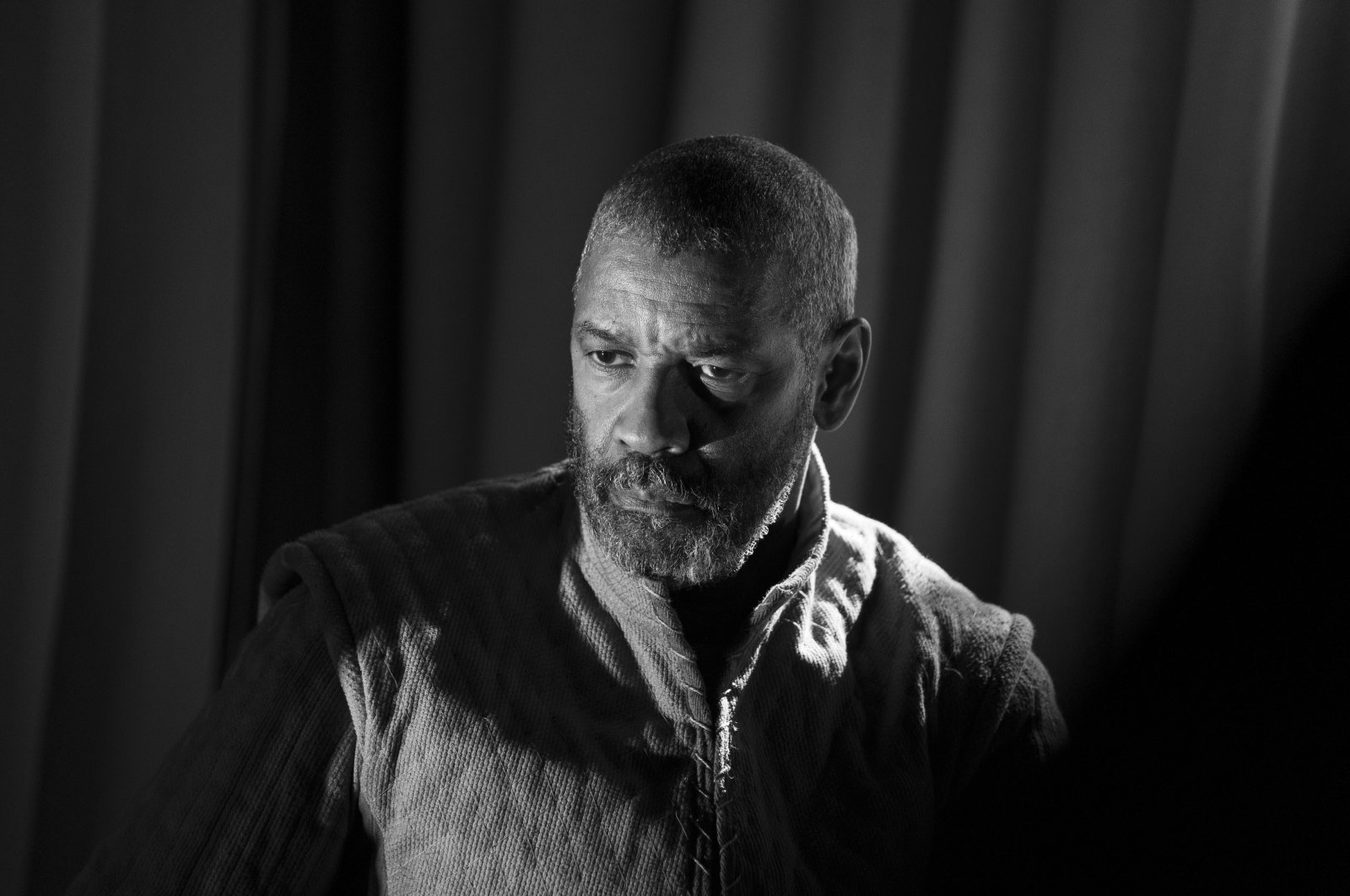 This image released by A24 shows Denzel Washington in a scene from &quot;The Tragedy of Macbeth.&quot; (AP)