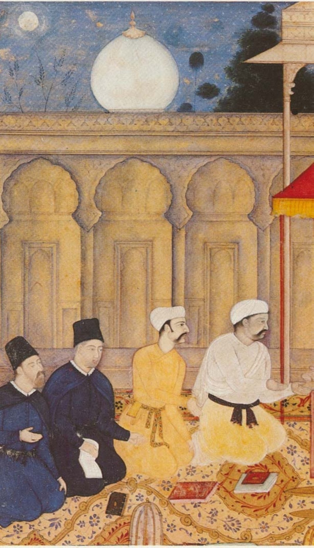 A painting depicts Jesuits at Akbar I's court in India. (Wikimedia)