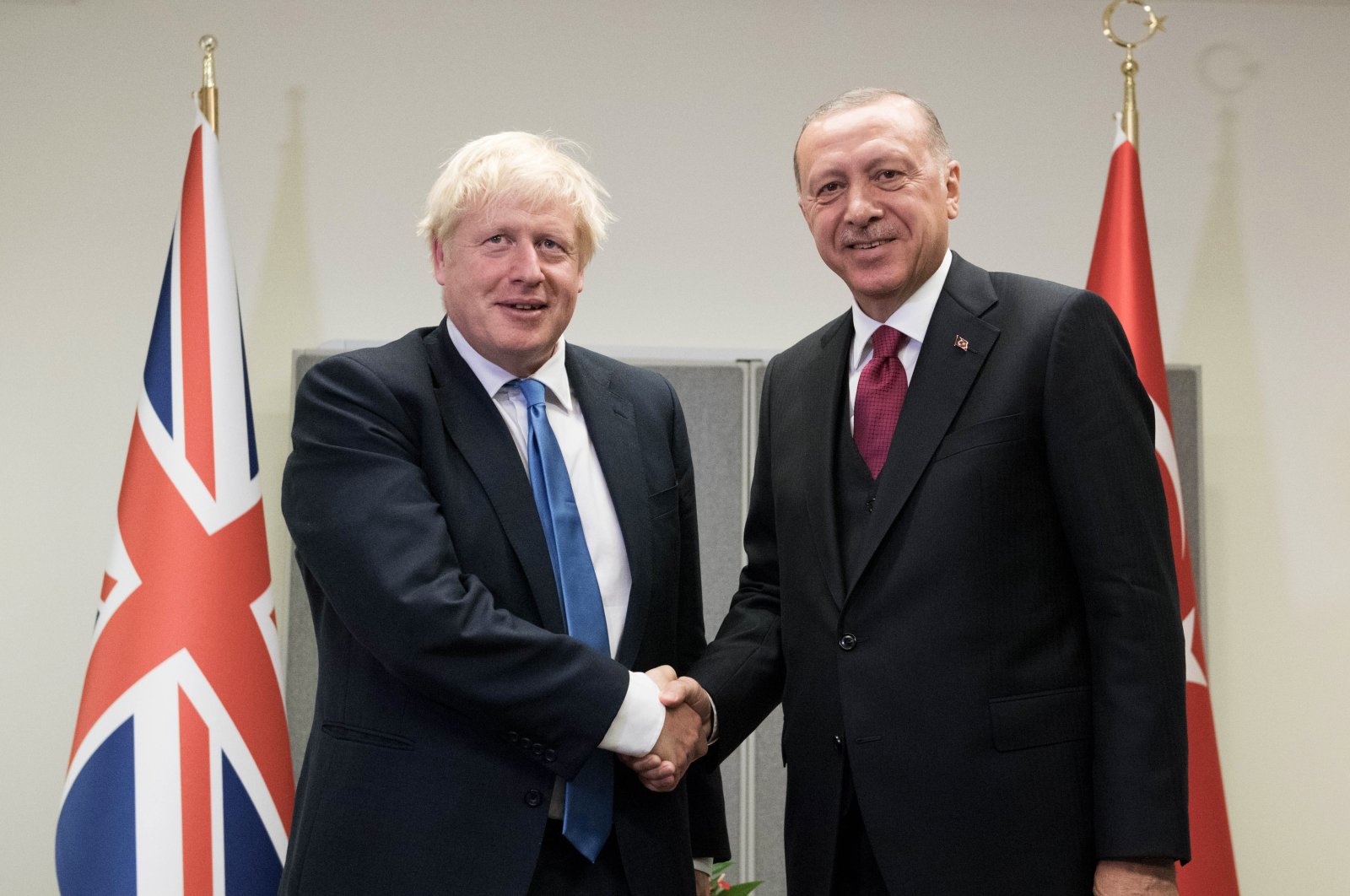 President Recep Tayyip Erdoğan meets Prime Minister Boris Johnson (L) at the 74th Session of the U.N. General Assembly, at the United Nations Headquarters in New York, U.S., Sept. 24, 2019. (Reuters File Photo)