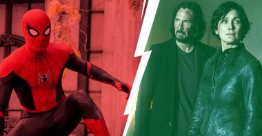 Tom Holland (L) in the film &quot;Spider-Man: No Way Home&quot; on the left, Keanu Reeves (L) and Carrie-Anne Moss in the film &quot;The Matrix Resurrections&quot; on the right. (Photos edited by Büşra Öztürk)