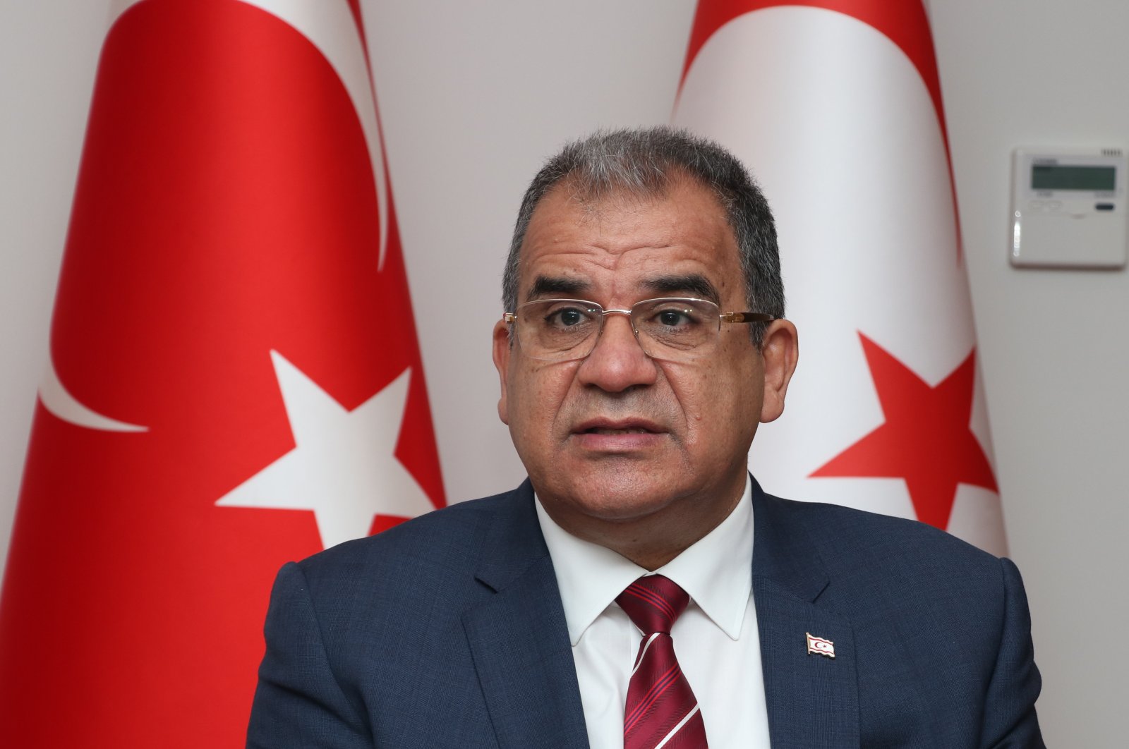 Turkish Republic of Northern Cyprus (TRNC) Prime Minister Faiz Sucuoğlu speaks to Anadolu Agency (AA), Jan. 16, 2022 (AA Photo)