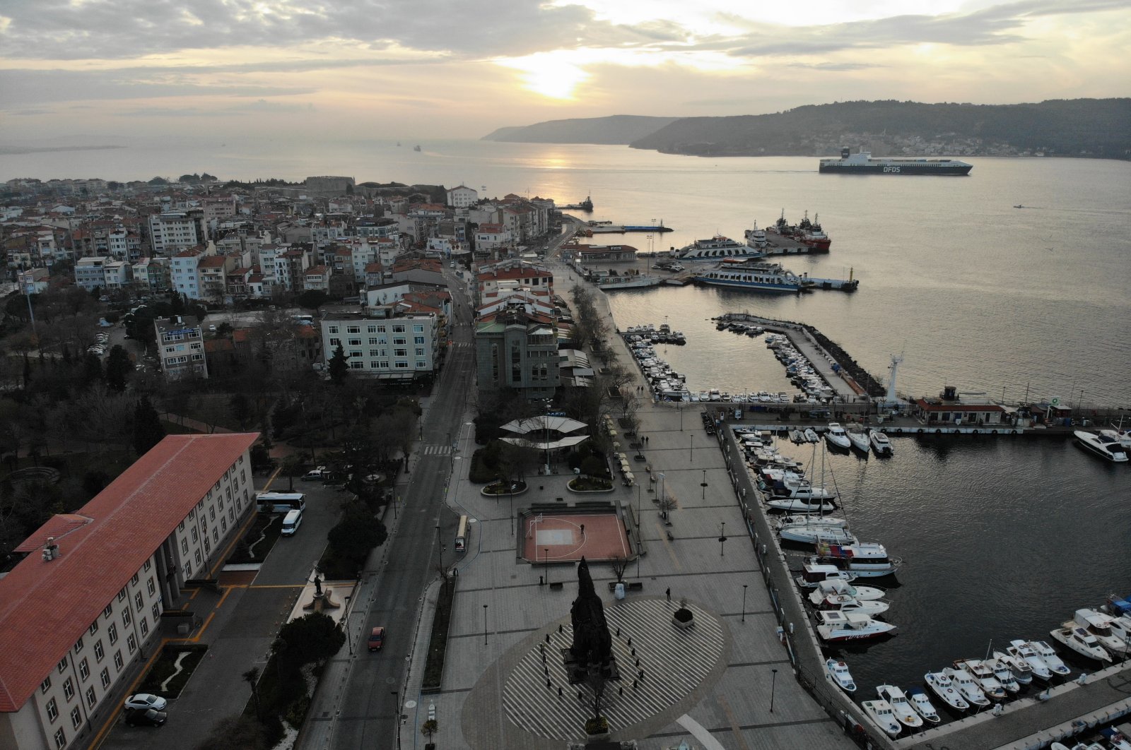 An aerial view of Çanakkale, the closest location to the earthquake, in western Turkey, Jan. 16, 2022. (IHA PHOTO)